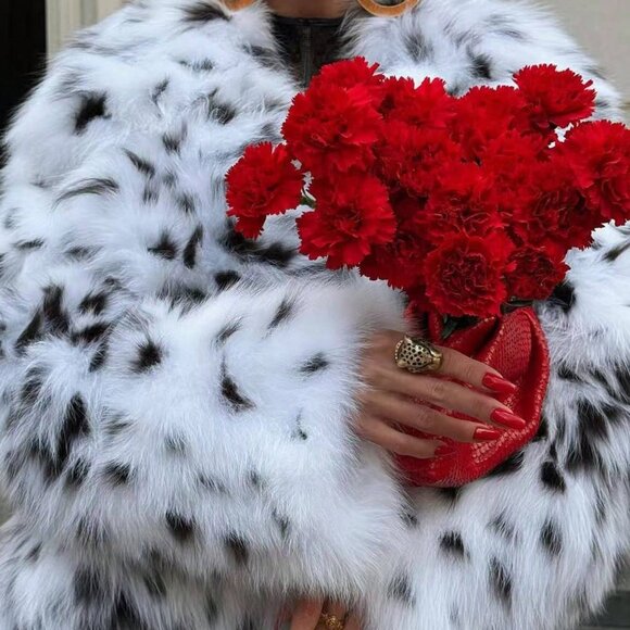 Multicolor Casual Women's Faux Fur Leopard Print Jacket - Picture 2 of 6